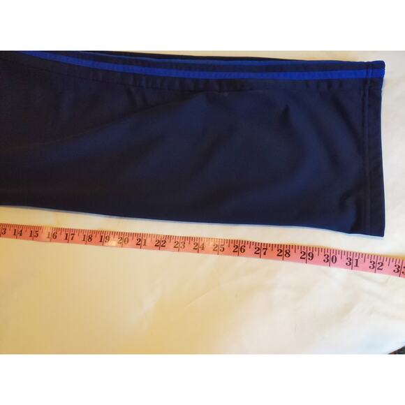 Adidas Mens L Navy Blue Track Pants Athletic 3 Stripe Workout Polyester - Picture 9 of 9